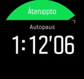 Om autopaus är aktiverat under en registrering meddelas du genom ett pop up-meddelande när registreringen pausas automatiskt. Tryck på pop up-fönstret för att visa aktuell tid och batterinivå.