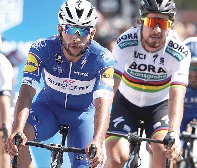 20 CYKLISTIKA, BASKETBAL, HÁDZANÁ sobota 19. 5. 2018 V piatej etape Okolo Kalifornie rovnaké poradie na pódiu ako v tej úvodnej Gaviria víťazí, za ním je Peter Sagan, ktorý skončil tretí.