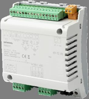 (AC 24 V) Styrning av elektromekaniska ventilställdon och spjällställdon (AC 24 V, 2- eller 3-läges) Temperaturingång LG-Ni 1000 2 digitala ingångar Matningsspänning AC 230 V Insticksmonterade