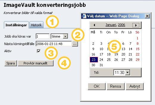 5. Schemalagda jobb ImageVault använder EPiServers inbyggda hantering av schemalagda jobb. Det finns 6 st jobb i ImageVault som alla kan konfigureras och testköras separat.