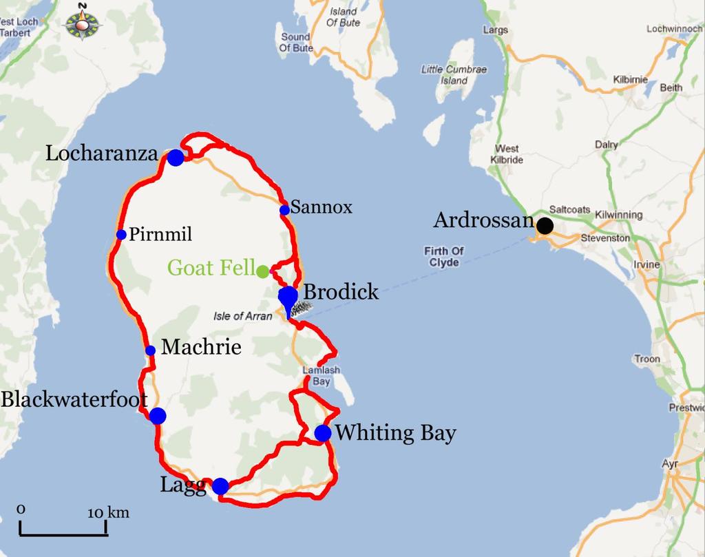 Arran Costal Way, Brodick Brodick, 6 nätter 6(6) Arran Costal Way Arran Coastal Way är en led som följer kusten runt ön Arran.