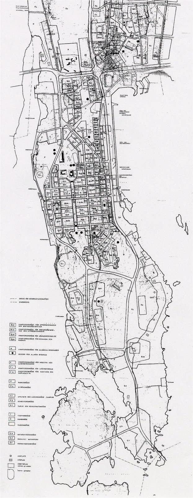 GENERALPLAN 1964 Efter inkorporeringen 1961 utarbetade staden en generalplan -64 över hela det förstorade stadsområdet.