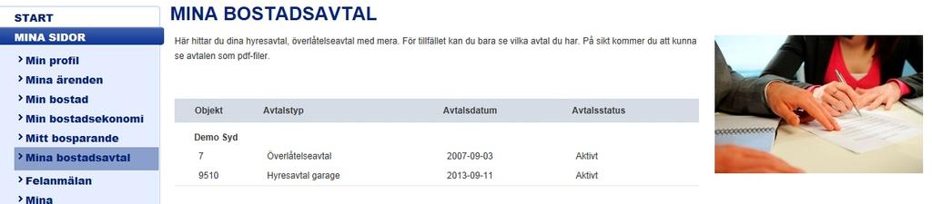 MINA SIDOR MINA BOSTADSAVTAL Här ser du din