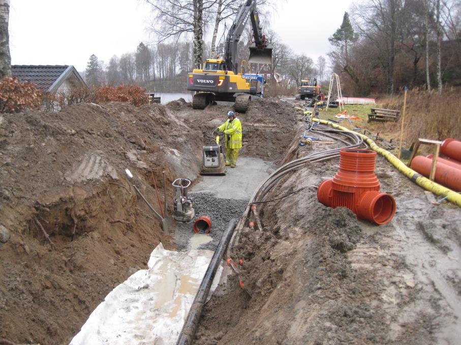 Skanskas arbete - tidplan Etablering Trafikomledning och provisorisk parkering Schakt i gata och naturmark Avstämning av förbindelsepunkt (om behov