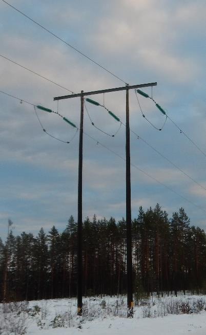 Ledningen är uppförd i trädsäkert utförande med en ledningsgata på cirka 40 meter. Faslinorna är horisontalplacerade med ett fasavstånd på 4 meter, se utförande i Figur 4.