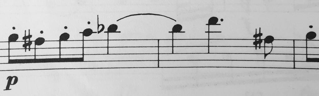 Motiv (f) Motivet upprepas igen, fast nu i d-moll med flöjten som enda melodiinstrument.
