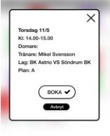 Ovanför schemat visas namn på månad och pilar att bläddra med.