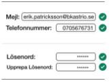 I hemsidan som skapats användes bland annat symboler i menyn (fig. 29), vid Logga ut -knappen (fig. 30) och vid korrekt ifyllda fält i formulär (fig. 31). Fig.