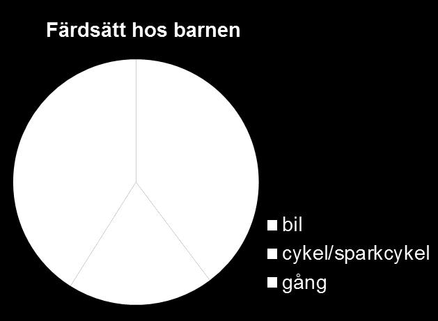 Totalt observerades 382 personer, 229 barn och 153 vuxna varav19 stycken kom ensamma utan barn och troligtvis arbetar på skolan. Det var jämt mellan de barn som kom till fots och via bil (Figur 11).