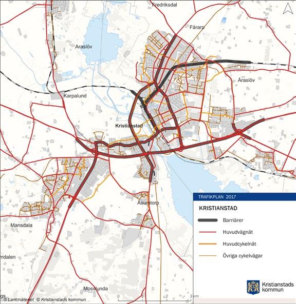 Stadens förutsättningar Trafikplanen för staden har samma geografiska avgränsning som den fördjupade översiktsplanen för staden Kristianstad från 2009.