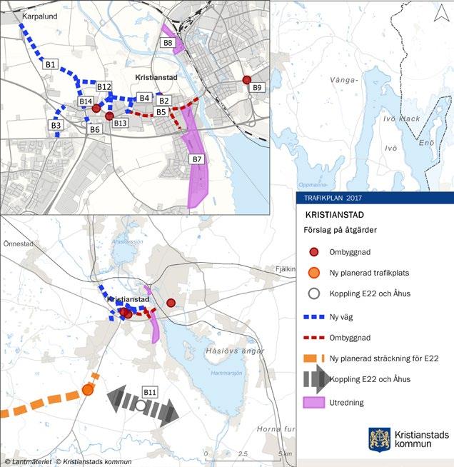 ÅTGÄRDER Baserat på den analys som gjorts föreslås följande åtgärder för biltrafiken: B1 Väg 19 - Östligt alternativ Kristianstad- Karpalund B2 Åtgärder längs Allegatan och Härlövsängaleden mellan