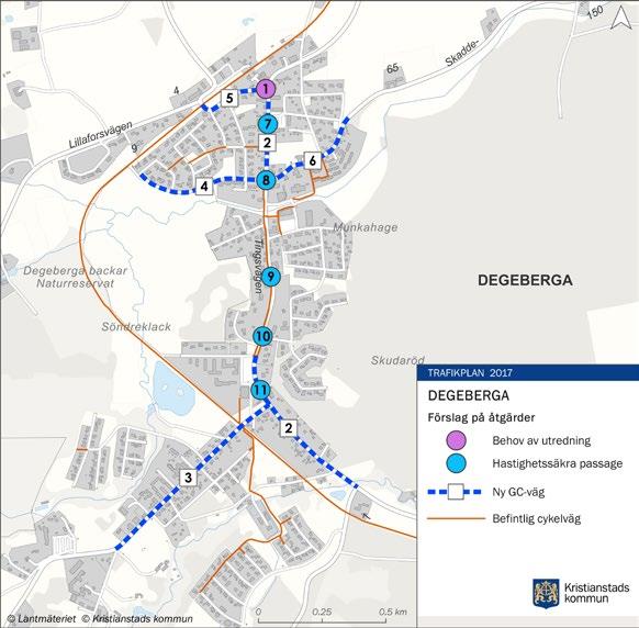 DEGEBERGA Degeberga delas av väg 19 som är en riksväg, vilket innebär att det ställs stora krav på framkomlighet för motortrafiken. Vägen trafikeras av ca 3900-5600 fordon per dygn.