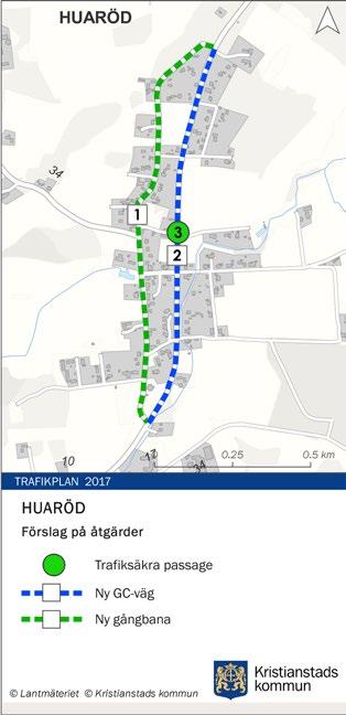 HUARÖD Huvudvägnätet i orten består av de statliga vägarna 1619 Mjövägen och 1610 Karlins väg. Väg 1619 trafikeras av ca 700 fordon per dygn och väg 1610 av ca 300 fordon per dygn.