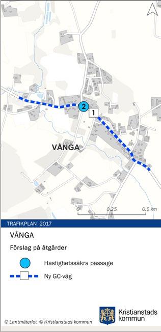 VÅNGA Väg 2051 Näsumsvägen är en statlig huvudväg genom orten. Den trafikeras av ca 1300 fordon per dygn. Till väg 2051 ansluter de statliga vägarna 2199 Skärsnäsvägen och 2073 Furustadsvägen.