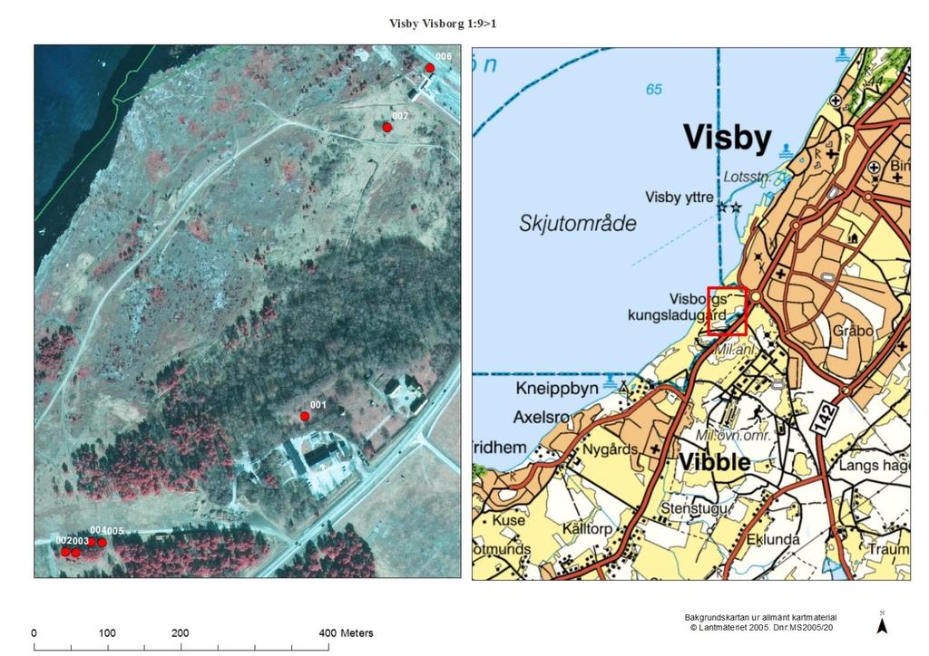 Beskrivning av de vaccinerade lokalerna Fastighet Visby Visborg 1:9>1, Södra Hällarna Vaccination den 27/5-2014, 25/5-2015 samt 21/5-2016 1. GPS punkt nr 1, se karta (koordinat x 695335; y 6391034).