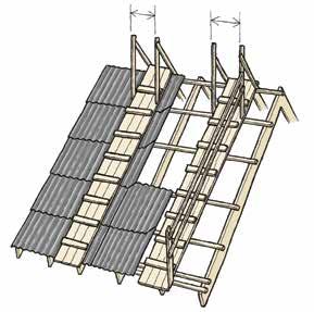 Vågräta pannöverlapp ska alltid placeras mitt över läkterna. Pannöverlappen tätas i takt med läggningen (se sida 8). Läggningsordning Pannorna monteras alltid från takfot upp mot takåsen.