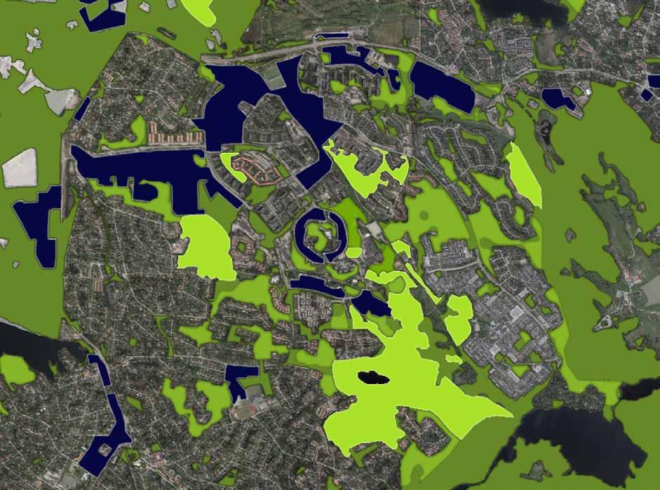 Gröna strategier, Wättingebacken erstavik / nackareservatet wättingestråket Barriär norra tyresö centrum Planområdet wättingestråket tyresta Figur 10.