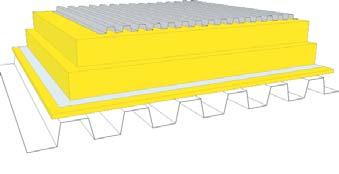 Konstruktionslösningar ISOVER Glasull Bärande plåt med profilerad plåt L:305 TRP-plåt 2 x 120 mm ISOVER Takunderskiva 37 ISOVER Plastfolie 50 mm ISOVER Takunderskiva bärande TRP-plåt U-värde [W/m 2