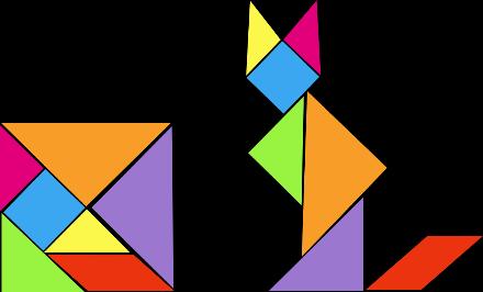 تانگرام (شێوەی ئەندازەیی پارچە پارچە کراو ( Tangram är en kvadrat som delas i sju bitar