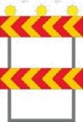Färgerna på de avstängningsanordningar som kan uppsättas på vägen är rött och gult.