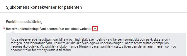 Figur 14. Hjälptexter fälls ut och in genom att klicka på piltecknet. 6.