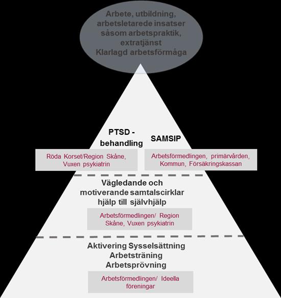 Den gemensamma för både processerna är att målgruppen är flyktingar och deras anhöriga som omfattas av Arbetsförmedlingen etableringsuppdrag och är drabbad av fysisk eller psykisk ohälsa.