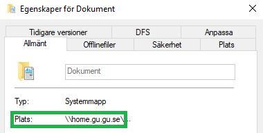 kontrollera om du går vägen via Dokument direkt i Utforskaren. Man kan kontrollera att det är rätt mapp enligt följande: Högerklicka på Dokument. Välj Egenskaper.