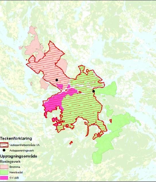 7 (16) Beskrivning av verksamheten Stockholmarnas avlopp renas i tre reningsverk, Bromma och Henriksdals avloppsreningsverk samt Himmerfjärdsverket (SYVAB).