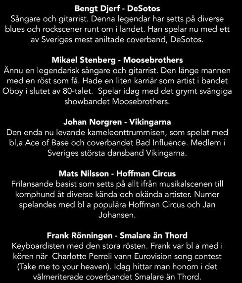 komphund åt diverse kända och okända artister. Numer spelandes med bl a populära Hoffman Circus och Jan Johansen.