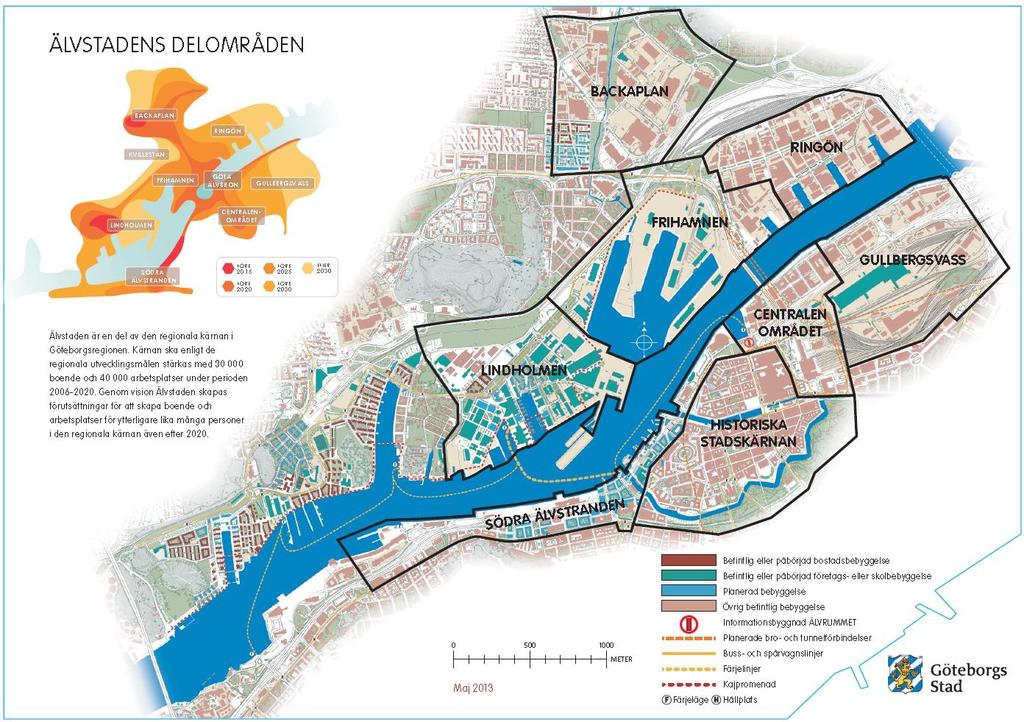 Områdesspecifik del Områdesförutsättningar Figur 2: Älvstadens delområden Planeringsnivåer Göteborg stad tillämpar planeringsskyddsnivåer för att minska risken för översvämningar orsakade av havet