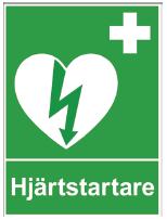 Figur 1 Exempel på skyltar enligt HLR-rådet Hänvisningsskylt(ar) ska finnas i den utsträckning som motiveras av lokalers storlek och avstånd till hjärtstartaren.