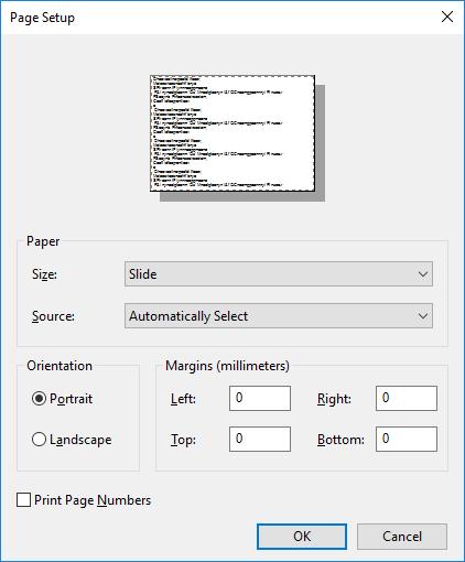 5 Användning 3. Först måste du välja utskriftsformat: Klicka på File (arkiv) > Page Setup (utskriftsformat) för att öppna dialogrutan Page Setup (utskriftsformat) ( "Fig. 42