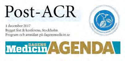 FRÅN STYRELSEN SRF Välkommen till SRFs utvecklingsdag 2017 30 november, City Conference Center, Stockholm Information och anmälan på svenskreumatologi.