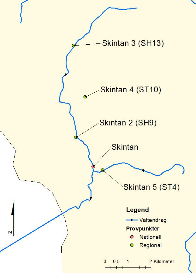 Institutionen för vatten och miljö Skånes län lade till tre vattendrag som provtogs vid fem tidpunkter som valdes utifrån vädret (strax efter ett nederbördstillfälle) fördelat över juni till november