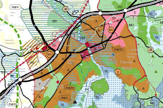 12 Borgå stad 4 PLANLÄGGNINGSSITUATIONEN Landskapsplanen för Östra Nyland är en helhetslandskapsplan. Planens målår är 2030.