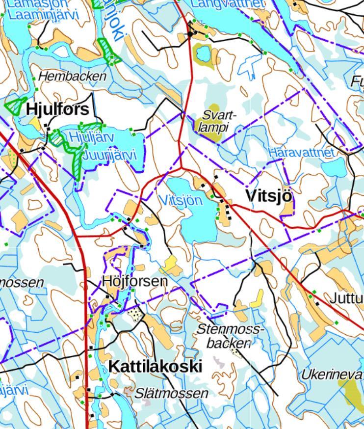 6 Bild 2: Planområdets ungefärliga läge anvisat med röd (nuvarande byggplats) och gröns stjärna (planerad byggplats). 2. Sammandrag 2.1 