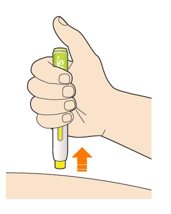 10. Ta bort pennan från huden Gnugga inte huden efter injektion Om det blöder lite, tryck en