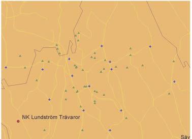 närmsta viapunkt i ett GIS. På så sätt kan de transporter som skett från en viapunkt sammanställas per destination och sortiment.