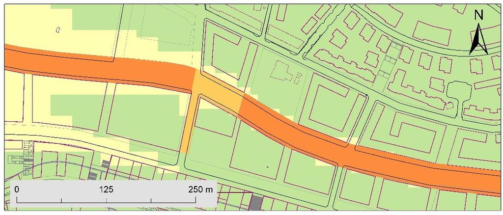 för trafikalternativ Hög. Miljökvalitetsnormen klaras med marginal för tvärgatorna även i trafikalternativ Hög.