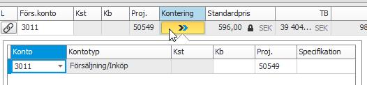 3. Rapportera och följa upp intäkter, kostnader och tid Intäkter Planerade/orderlagda intäkter på projektet är de konteringar på kundorderrader som är märkta med aktuellt projektnummer och där kontot