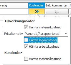 Det verkliga utfallet för intäkter hämtas från konteringar i huvudboken, för konton kopplade till ovanstående kostnads- /intäktstyp.