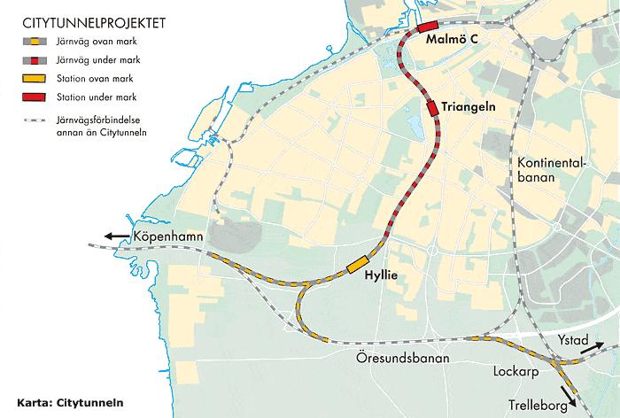 1994: Öresunds-överenskommelsen, Citytunneln beslutas 2005: Byggstart 2010-december: Citytunneln invigs Stockholm: 1871: Sammanbindningsbanan mellan Norr- och