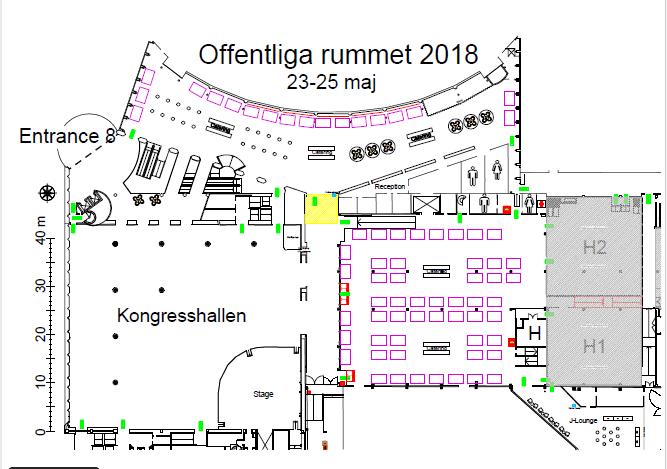 Utställarytor, skiss utifrån Johans