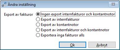 ska tas med i export. Detta gäller alla typer av export som utförs vid fakturering, via kundens eller generella exportmallar, via blanketter kopplade till export eller via integration.