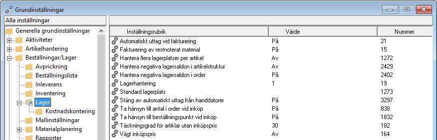 Övriga relaterade grundinställningar Då Entré är ett helintegrerat system, finns många inställningar som på något sätt påverkar faktureringen.