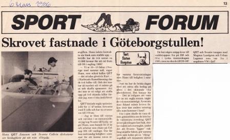 Sport Forum (6 mars 1986), reportage när QRT och Svante skruvar fast beslag på sin nya 470.