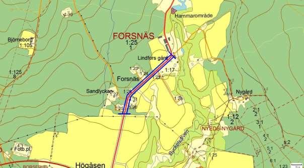 825, Lindfors, FORSNÄS del 2 Allé ID på karta 10 Vägnummer S 825 Namn Lindfors, FORSNÄS Gammalt namn och ID Nordöst Blombacka, 0825_0 Östra sidan ~14 träd Norra sidan - Västra sidan ~26 träd Södra