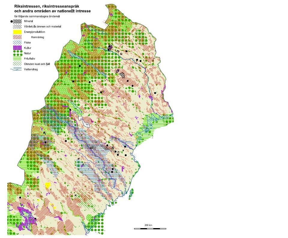 8. Bilaga Överblick över områden i norra Sverige utsedda till riksintressen, där det också framgår hur ofta dessa områden