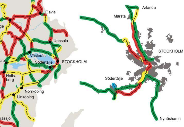 LÄNSPLAN FÖR REGIONAL TRANSPORTINFRASTRUKTUR I UPPSALA LÄN 2014 2025 För Ostkustbanan Uppsala-Gävle är kapacitetsutnyttjandet också högt.