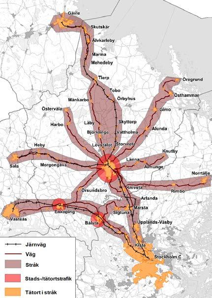 Länets struktur är lämpat för kollektivtrafik eftersom transportsystemet och majoriteten av invånare och företag finns i tydliga stråk.